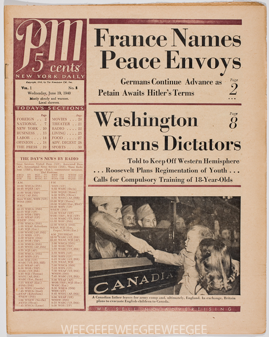 PM Daily, newspaper, 1940